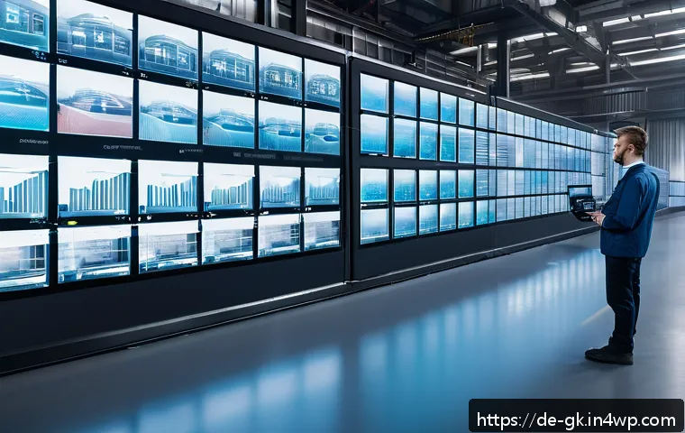 Transformer 아키텍처의 실무 적용 사례 - A modern industrial factory interior with advanced manufacturing machines equipped with numerous sen...
